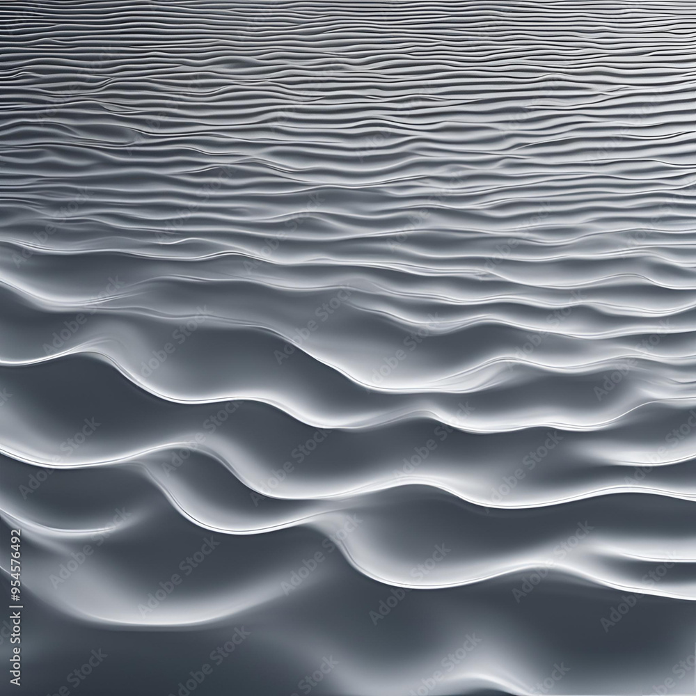 Poster abstract pattern of smooth, wavy, silver textures resembling gentle ripples on a calm water surface,