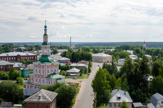 View from the bell tower of the Church of the Assumption of the Blessed Virgin Mary in Totma, Vologda region Russia