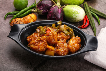 Chinese cuisine - prawn with chili sauce