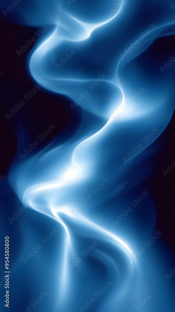 Canvas Prints Abstract blue glowing waves with a dark background.