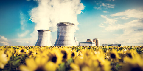 Atomic power station or nuclear power plant producing electricity