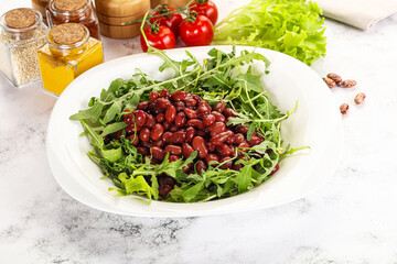 Red canned beans with arugula