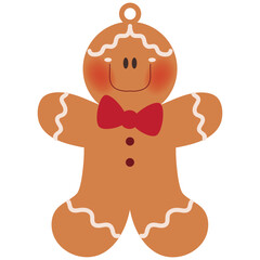 Gingerbread boy Christmas ornament vector cartoon illustration