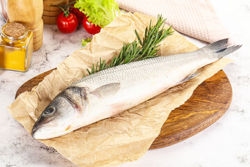Raw seabass fish for cooking