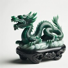 Fototapeta premium small green celadon dragon figurine, in the style of imitated material, gemstone