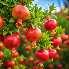Obraz premium Bloomy pomegranates fruit garden it