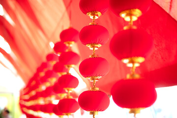 Festive big red lanterns in spring festival