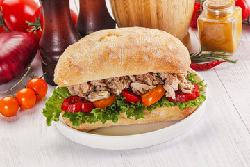 Ciabatta with canned tuna sandwich