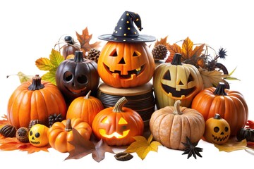 Halloween Decorations Isolated on White Background