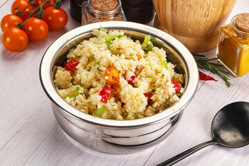 Vegan cuisine couscous with vegetables