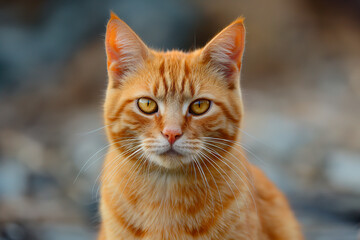 portrait of a beautiful ginger cat close up
