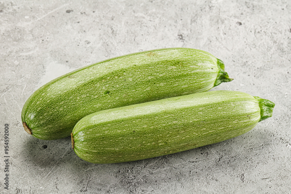 Wall mural raw green ripe zucchini vegetable