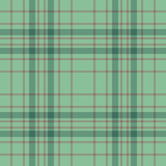 Plaid seamless pattern in green. Check fabric texture. Vector textile print.