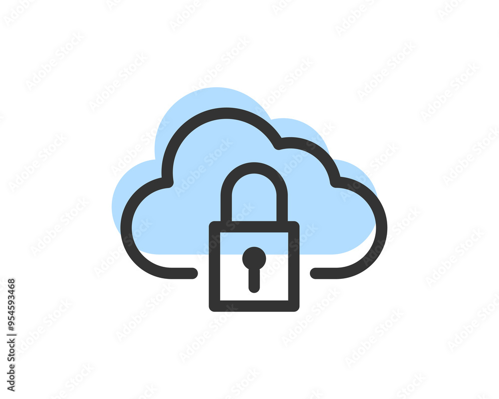 Poster cloud storage and data transfer vector icon. computing service and network related line icons. datab