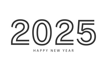 Happy New Year 2025 typography template calendar cover. Vector design for poster, banner, greeting card and invitation.