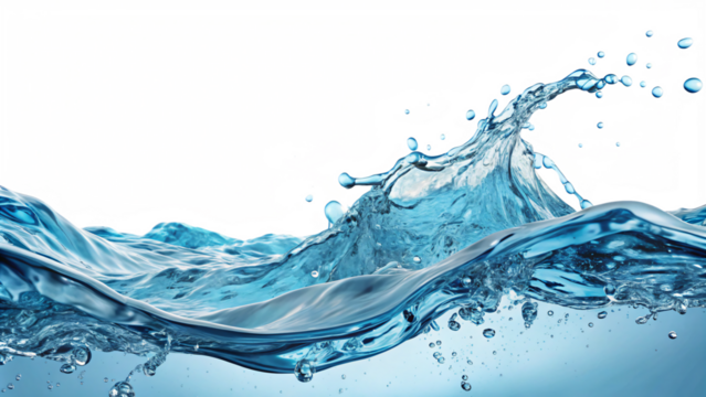 Crystal-clear water splashing against a pristine white backdrop, forming mesmerizing bubbles and ripples in a dynamic display of nature's beauty