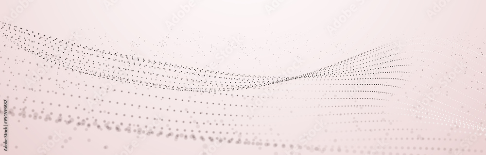 Aufkleber futuristic wave with points and lines. big data. dynamic wave background. 3d rendering