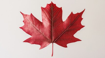 A Single Red Maple Leaf on a White Background