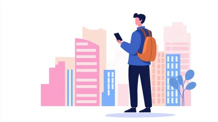 Person using a digital wallet in a smart city environment, depicting the future of urban finance, Wallet smart city, Urban digital finance