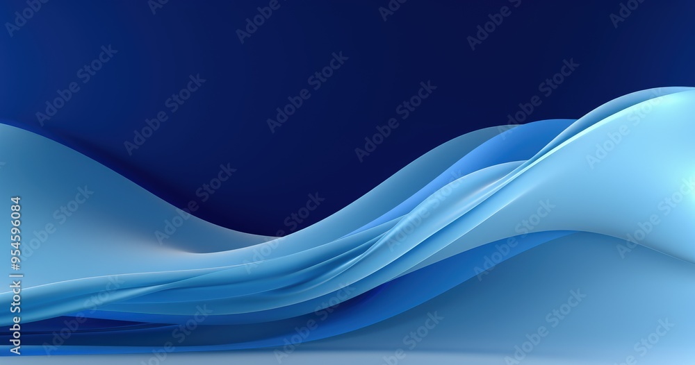 Aufkleber a smooth gradient of blue waves creating a calming and modern abstract background.