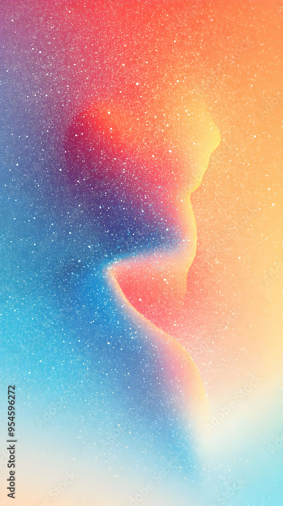 Poster abstract colorful gradient background with white dots.