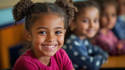 Happy Children in a Multi Ethnic Elementary Classroom