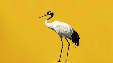 Obraz premium Crane toy on mustard background