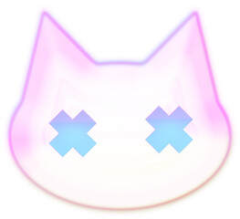 Cute pink cat Y2k Dreamy Retro Airbrush Kpop Chrome Glittery glow Grainy Gradient Holographic Hologram