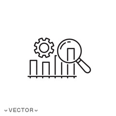 analysis icon, chart, research data, thin line symbol isolated on white background, editable stroke eps 10 vector illustration