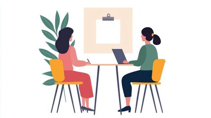 Employee training session, interactive learning, flat design illustration