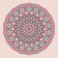 Decorative Colorful Floral Mandala Design. Ornament Vector Illustration with Background.