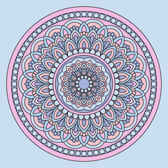 Decorative Colorful Floral Mandala Design. Ornament Vector Illustration with Background.