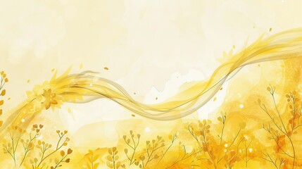 Watercolor banner with beautiful flowers in yellow color scheme.
