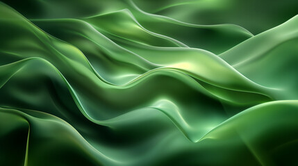 Obraz premium Green Wavy Abstract Background with Flowing Motion