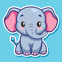  Cute Baby Elephant vector sticker design