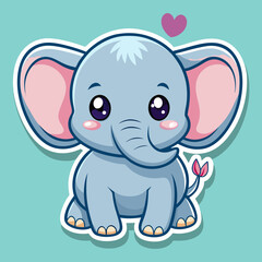  Cute Baby Elephant vector sticker design