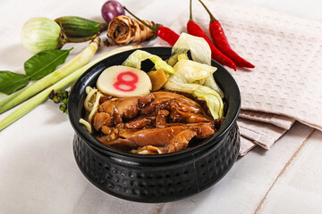 Japanese ramen soup with chicken