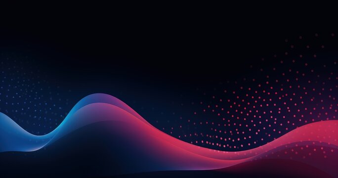 A vibrant abstract design featuring flowing waves in blue and red hues against a dark background, ideal for digital backgrounds.