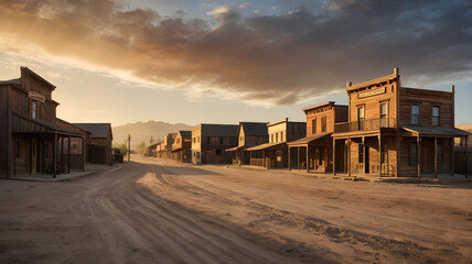Obraz premium sunset in the town, ai generated