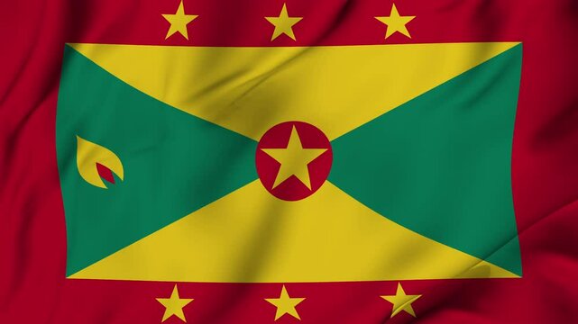 A beautiful view of the Grenada flag video. 3d flag-waving video. Grenada flag 4K resolution.