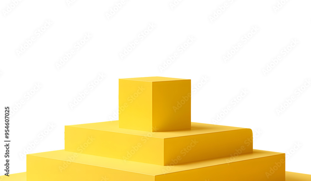 Poster yellow podium 3d cube stand abstract stage platform or product studio geometric shape on minimal bac