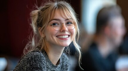 Blond Beauty with Glasses and a Radiant Smile