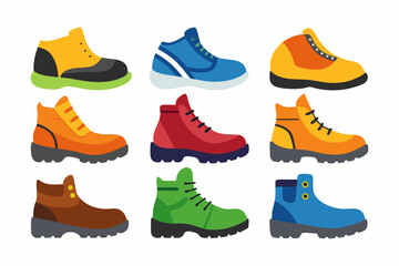 Safety shoes icon set, safety for work icon