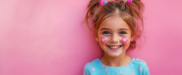 Portrait of happy smiling little girl with colorful clothes, world children day