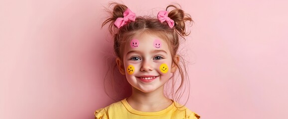 Portrait of happy smiling little girl with colorful clothes, world children day