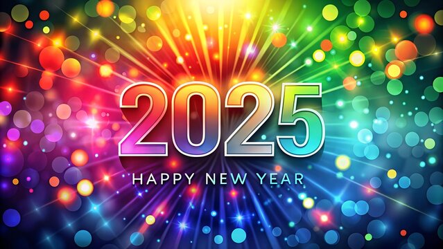 Colorful Background Happy New Year 2025. Perfect for: New Year, Global