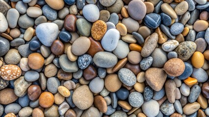 Close-up of assorted river stones with smooth textures and natural earthy colors