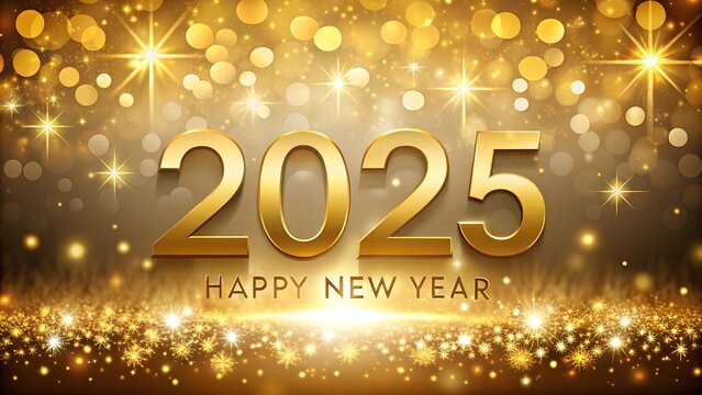 Golden Background Happy New Year 2025. Perfect for: New Year, Global