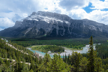 Tunnel Mountain in Banff, Canada with River Surrounding