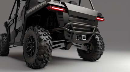 A 3D render of a UTV rear bumper with step